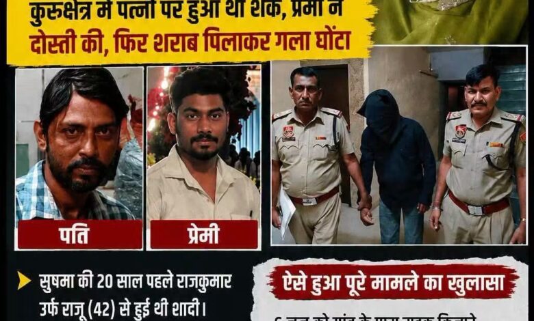 कुरुक्षेत्र में इंस्टाग्राम के प्यार को परवान चढ़ाने के लिए प्रेमी संग मिलकर की पति की हत्या, दोनों गिरफ्तार